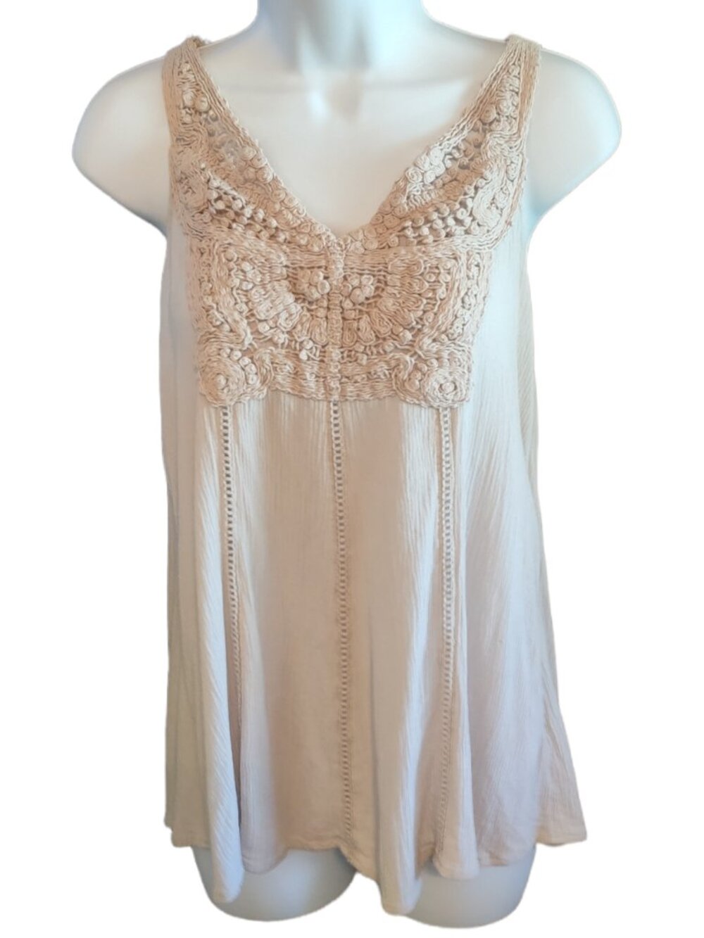 Maurices Sleeveless Tie-Back Crochet Top Cream Size M